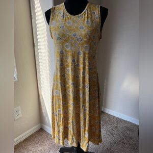 Style & Co. Gold and White Floral Design Tank Dress